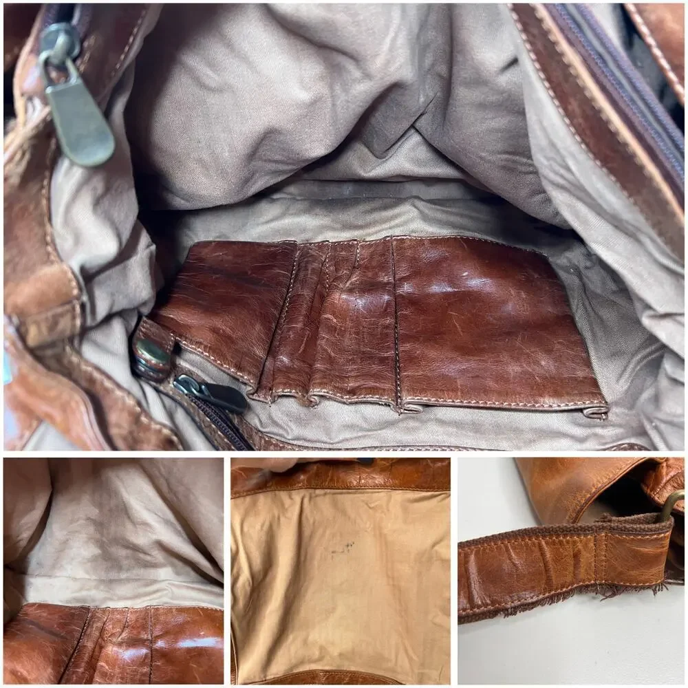 Fossil Brown Cognac Leather Briefcase Bag Shoulder